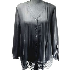 Zac & Rachel. Pleated Chiffon Button Blouse